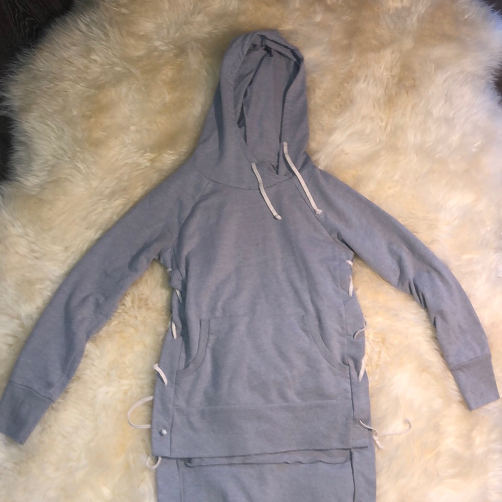 Gray Lace-Up sweatshirt